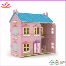 2014 Drôle En Bois Maison De Poupée Jouet, Mode Nouveau En Bois DIY Modèle Miniature Maison De Poupée, Préscolaire Enfant Poupée Maison à Vendre W06A029